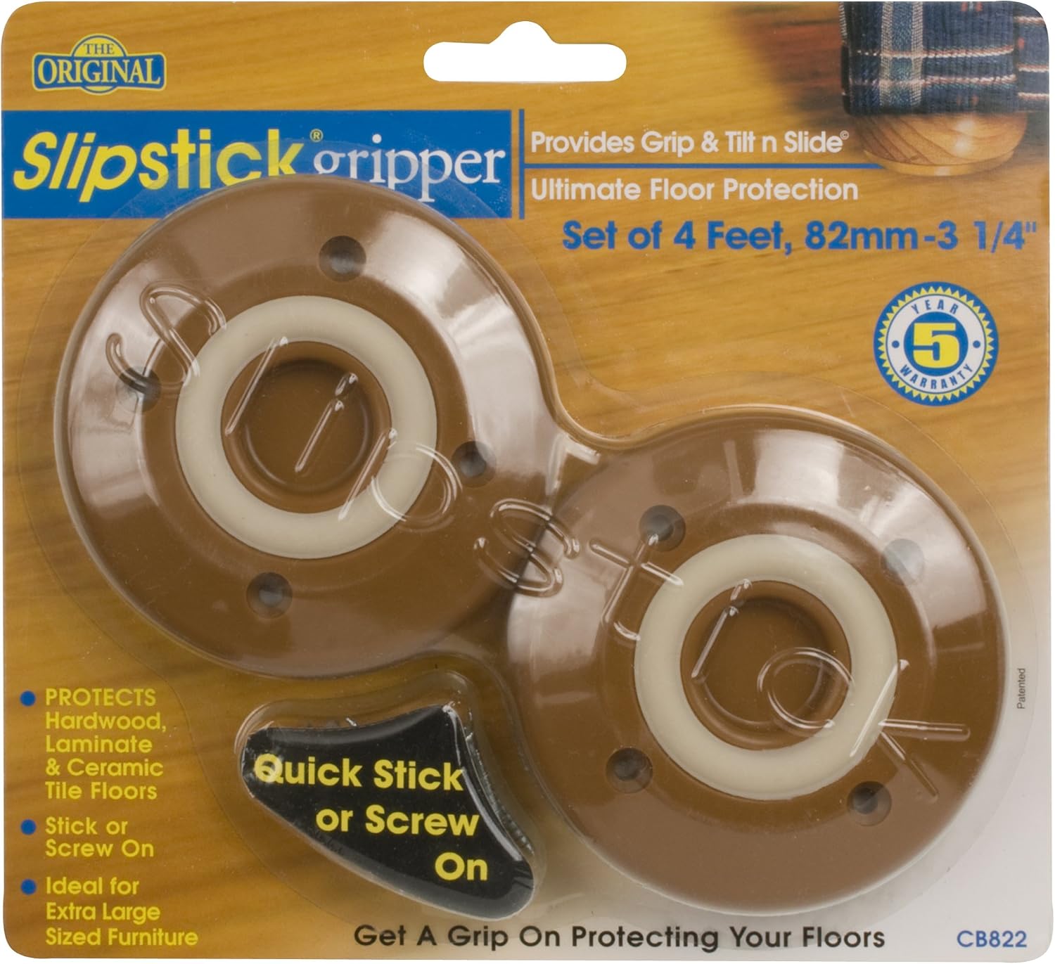 Slipstick CB822 82mm Foot Caramel Pkt 4